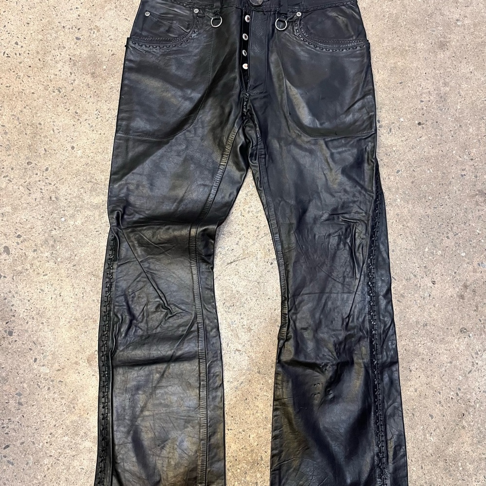 OOAK Custom Made Primal Stuff NYC Ligia Morris Men's Black Leather Pants 34